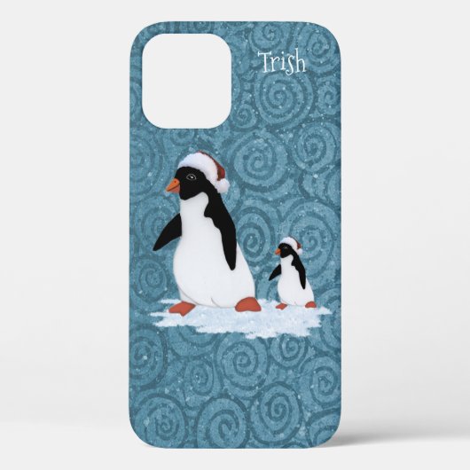 Santa Penguins iPhone 12 Hoesje (Achterkant)