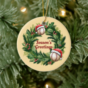 Santa Pet Baseball  Keepsake Keramisch Ornament