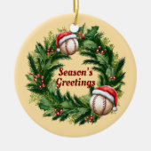 Santa Pet Baseball  Keepsake Keramisch Ornament (Voorkant)