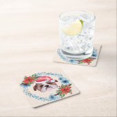 Santa Pet Bulldog Holiday Kartonnen Onderzetters (Insitu)