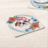 Santa Pet Bulldog Holiday Kartonnen Onderzetters (Schuin)