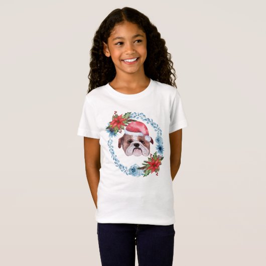 Santa Pet Bulldog Holiday T-shirt (Voorkant volledig)