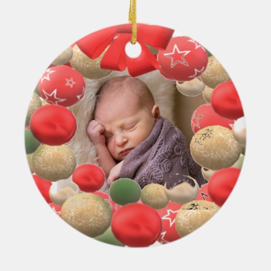 Santa Pet Eerste Kerstmis Foto Keramisch Ornament (Achterkant)