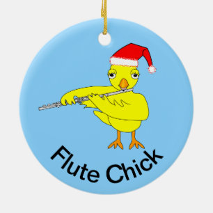 Santa Pet Flute Chick Keramisch Ornament