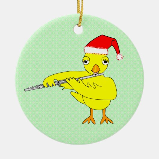 Santa Pet Flute Chick Keramisch Ornament (Voorkant)