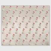 Santa Pet op Golden Retriever Puppy Cadeaupapier (Vlak)
