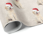 Santa Pet op Golden Retriever Puppy Cadeaupapier (Rol Hoek)