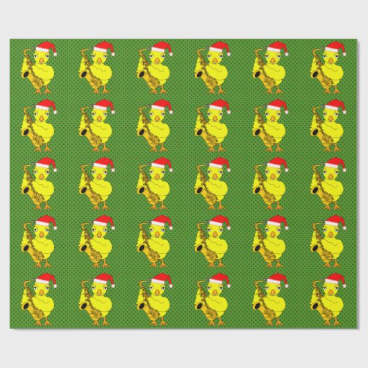 Santa Pet Saxofoon Chick Cadeaupapier (Vlak)