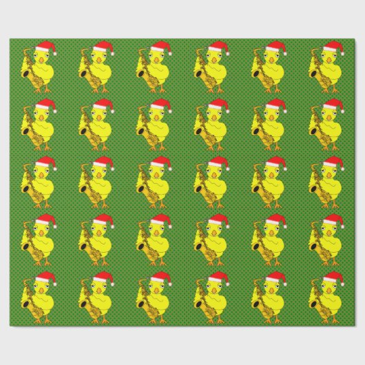 Santa Pet Saxofoon Chick Cadeaupapier (Zoom)
