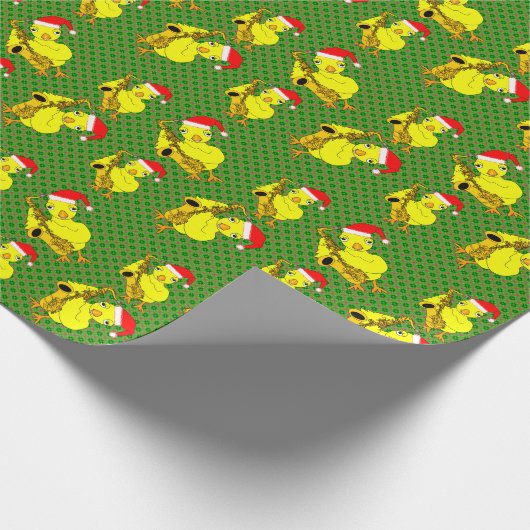 Santa Pet Saxofoon Chick Cadeaupapier (Hoek)