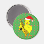 Santa Pet Saxofoon Chick Magneet (Voorkant / Achterkant)