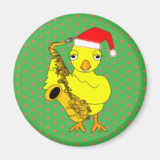 Santa Pet Saxofoon Chick Magneet (Voorkant)