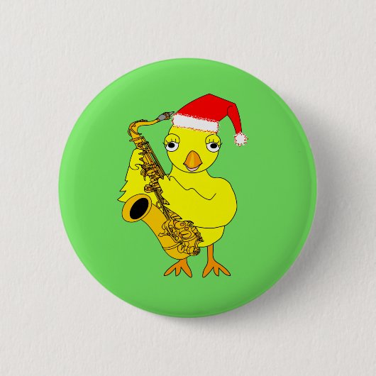 Santa Pet Saxofoon Chick Ronde Button 5,7 Cm (Voorkant)