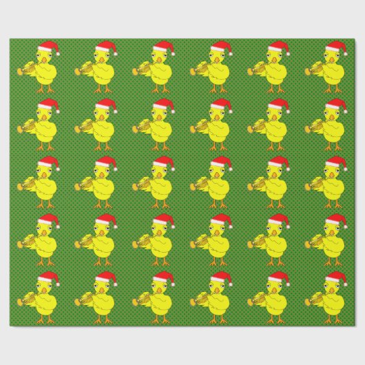 Santa Pet trompet chick Cadeaupapier (Zoom)