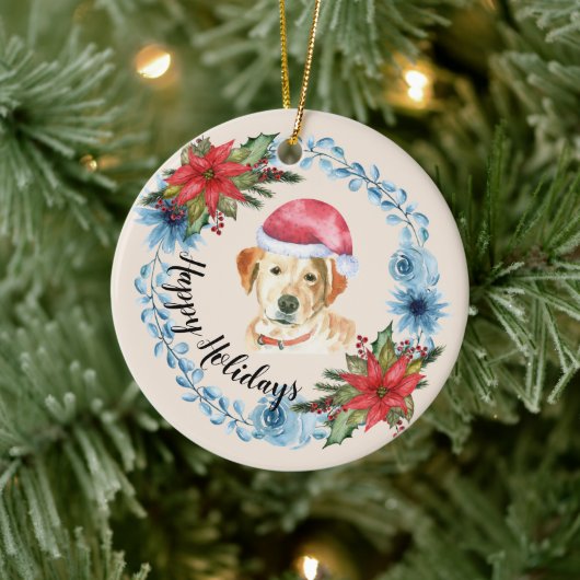 Santa Pet Yellow Lab  feestdag Keramisch Ornament (Boom)