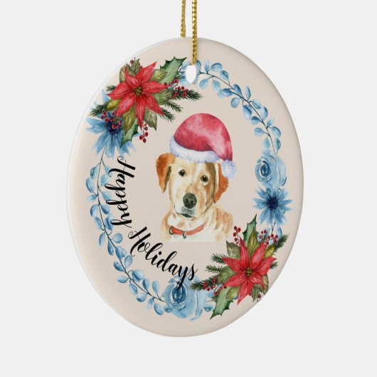 Santa Pet Yellow Lab feestdag Keramisch Ornament (Rechts)