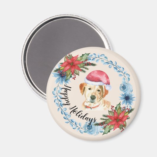 Santa Pet Yellow Lab feestdag Magneet (Voorkant / Achterkant)