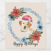 Santa Pet Yellow Lab feestdag Wijn Etiket (Enkel label)