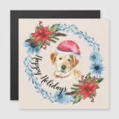 Santa Pet Yellow Lab Holiday Magnetic Kaart (Voorkant / Achterkant)