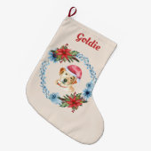 Santa Pet Yellow Lab Persoonlijke feestdag Grote Kerstsok (Voorkant (Hangend))