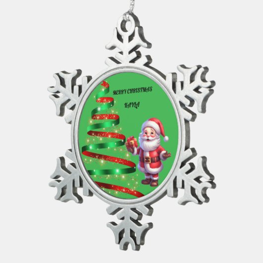 SANTA PEWTER SNOWFLAKE ORNAMENT (Rechts)