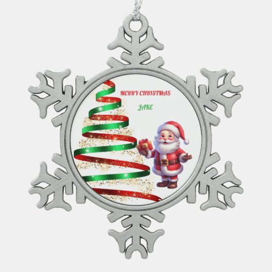 SANTA PEWTER SNOWFLAKE ORNAMENT (Voorkant)