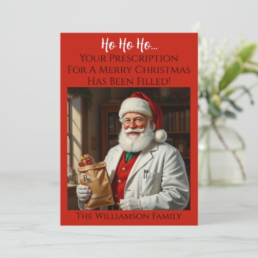 Santa Pharmacist Christmas Kaart RX Holiday Greet (Staand voorkant)
