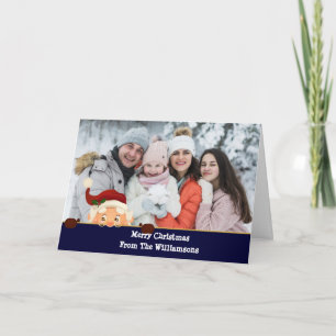 Santa Photo Bombs Blue Band-kerstfoto Feestdagen Kaart