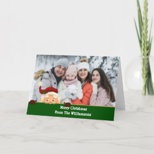 Santa Photo Bombs Green Band-kerstfoto Feestdagen Kaart