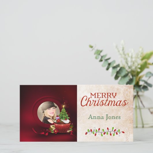 Santa Photo kerstKaart (Staand voorkant)