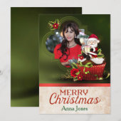 Santa Photo kerstKaart (Voorkant / Achterkant)