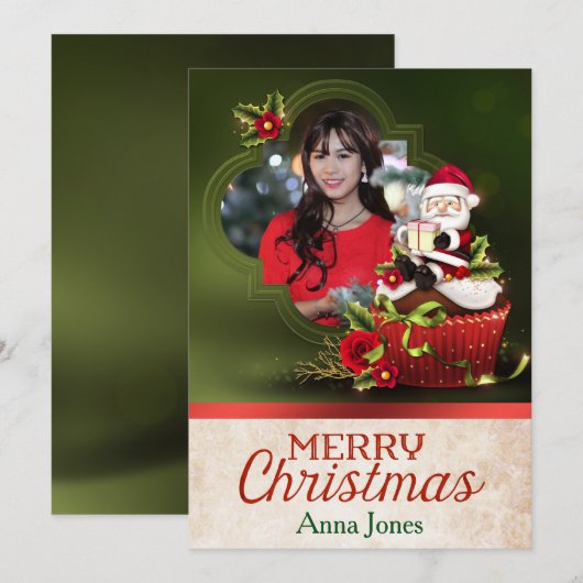 Santa Photo kerstKaart (Voorkant / Achterkant)