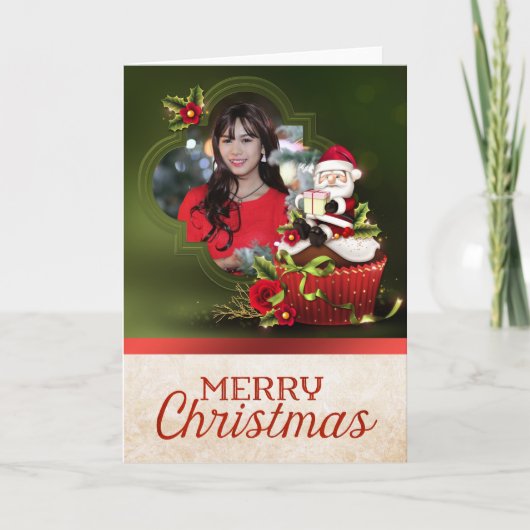 Santa Photo kerstKaart Feestdagen Kaart (Voorkant)