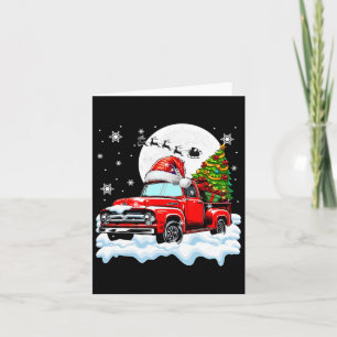 Santa pick-up truck met chauffeur van kerstboom kaart
