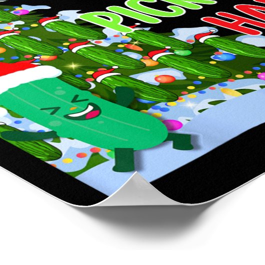 Santa Pickle Kerstboom Lichten Leuk augurk Gift Poster (Hoek)