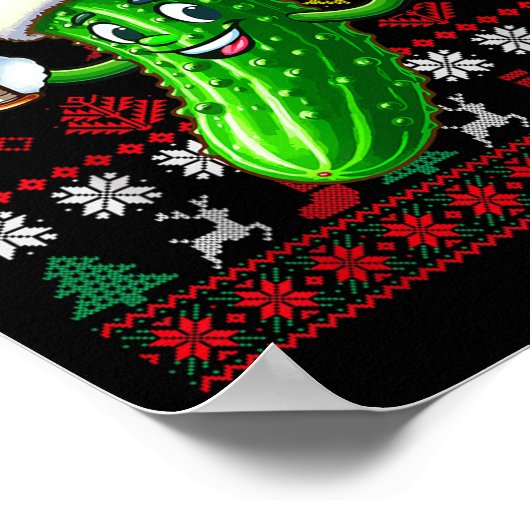 Santa Pickle Playing Baseball Xmas Player Vegan Sw Poster (Hoek)