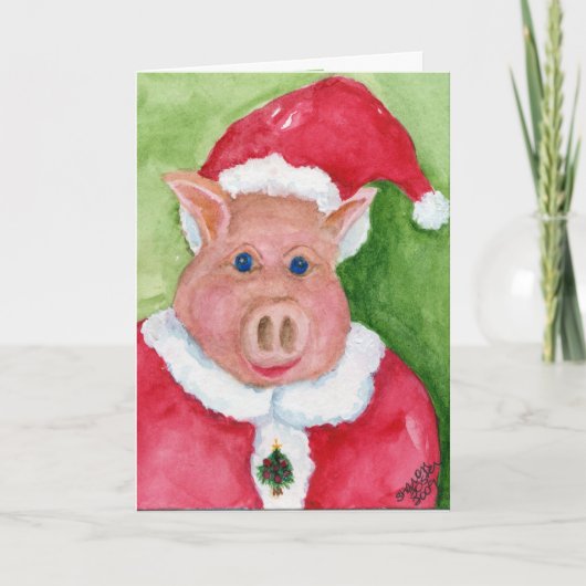 Santa Pig Christmas Kaart (Voorkant)