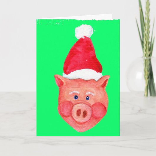 Santa Pig Christmas Kaart (Voorkant)