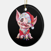 Santa Pig Christmas Lights Pig Lover Christmas Keramisch Ornament (Links)