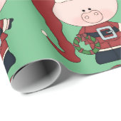 Santa Pig Claus Cadeaupapier (Rol Hoek)