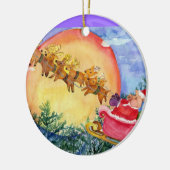 Santa Pig en rendierversier Keramisch Ornament (Links)