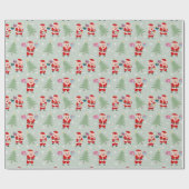 Santa Pig Giving Gifts Pattern Cadeaupapier (Vlak)