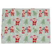 Santa Pig Giving Gifts Pattern Groot Cadeauzakje (Voorkant)