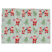 Santa Pig Giving Gifts Pattern Groot Cadeauzakje (Achterkant)