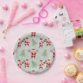 Santa Pig Giving Gifts Pattern Papieren Bordje (Feest)