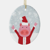 Santa Pig Keramisch Ornament (Rechts)