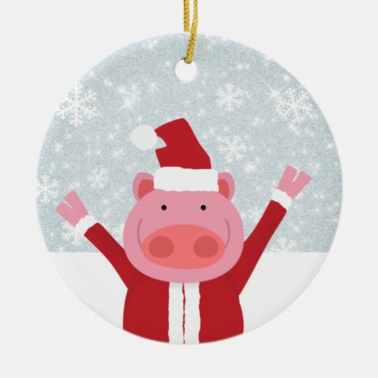 Santa Pig Keramisch Ornament (Voorkant)