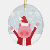 Santa Pig Keramisch Ornament (Links)