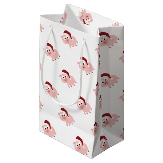 Santa Pig Klein Cadeauzakje (Voorkant Gekanteld)