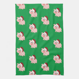 Santa Pig Pattern Theedoek